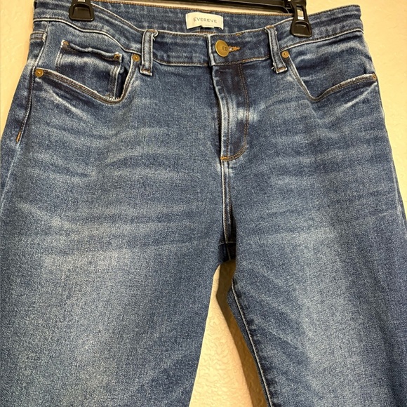 Evereve Women Jean Distressed Hem Medium Dark Wash Size 30 - Picture 3 of 6